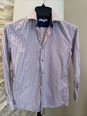 Isaac Mizrahi Purple and White Checked Boy’s Dress Shirt